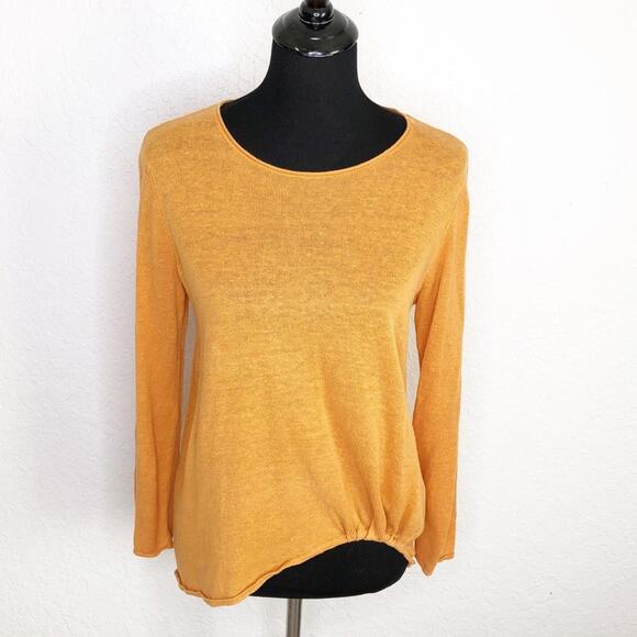 Eileen Fisher orange gathered hem organic linen sweater size Small - Picture 1 of 13